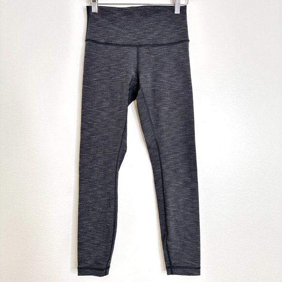 Lululemon Wunder Under Hi-Rise 7/8 Tight Heathered‎ Grey Size 6 - Picture 1 of 5